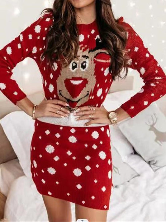 Dresses Casual Christmas Print Long Sleeve Dress - LuckyFash™