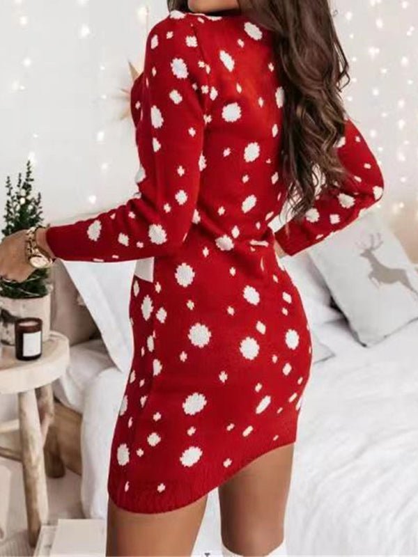 Dresses Casual Christmas Print Long Sleeve Dress - LuckyFash™