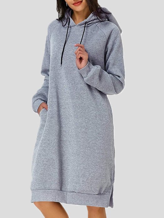 Dresses Casual Solid Pocket Hooded Dress - LuckyFash™