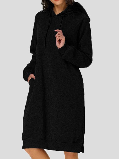 Dresses Casual Solid Pocket Hooded Dress - LuckyFash™