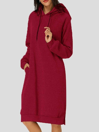 Dresses Casual Solid Pocket Hooded Dress - LuckyFash™