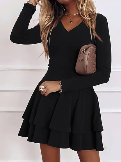 Dresses Casual V-Neck Long Sleeve Commuter Dress - LuckyFash™