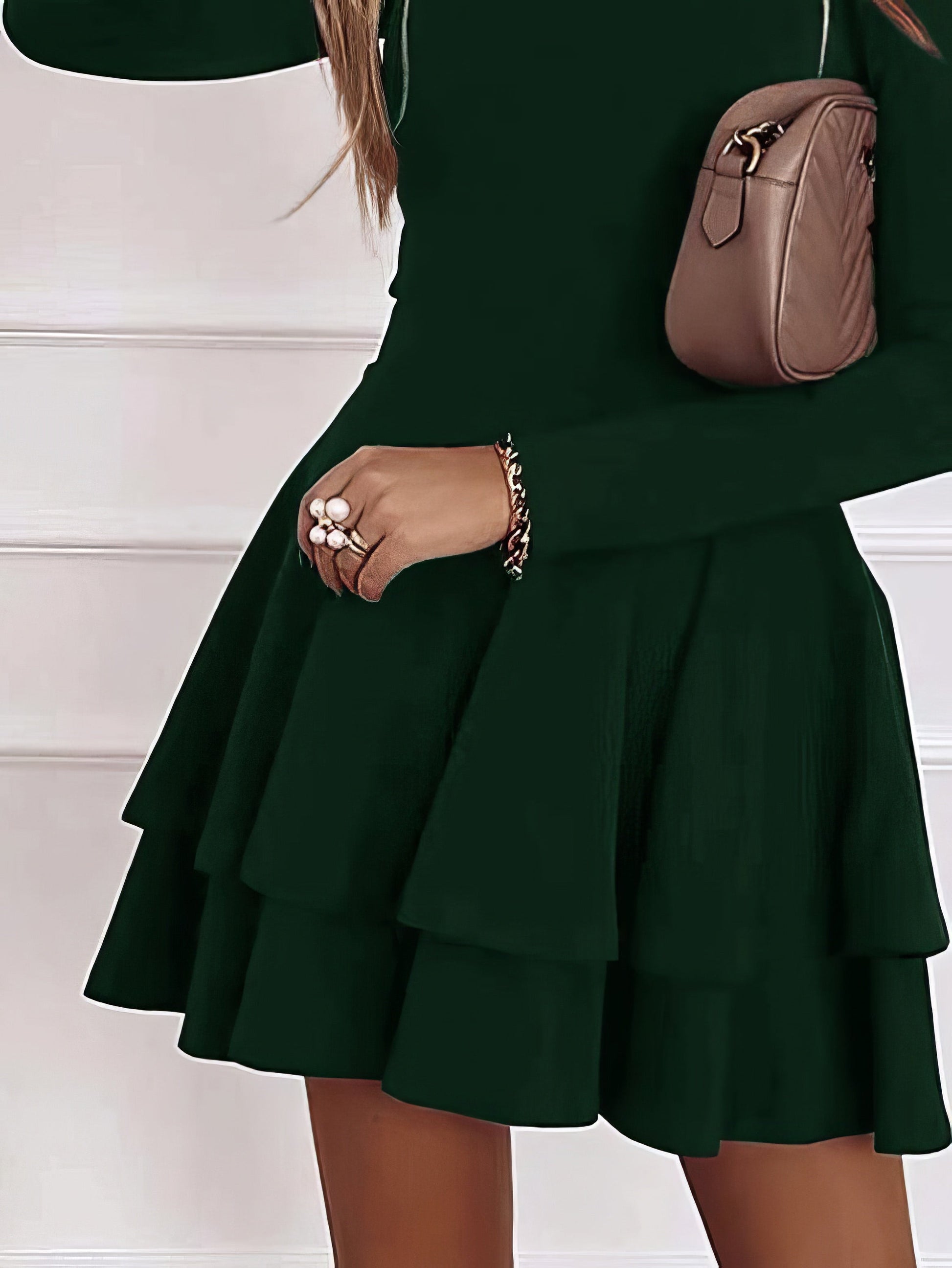 Dresses Casual V-Neck Long Sleeve Commuter Dress - LuckyFash™