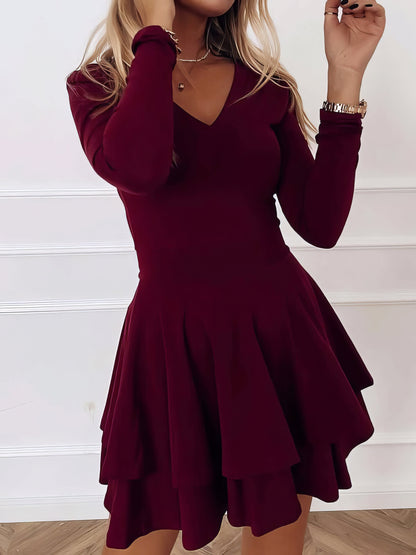 Dresses Casual V-Neck Long Sleeve Commuter Dress - LuckyFash™