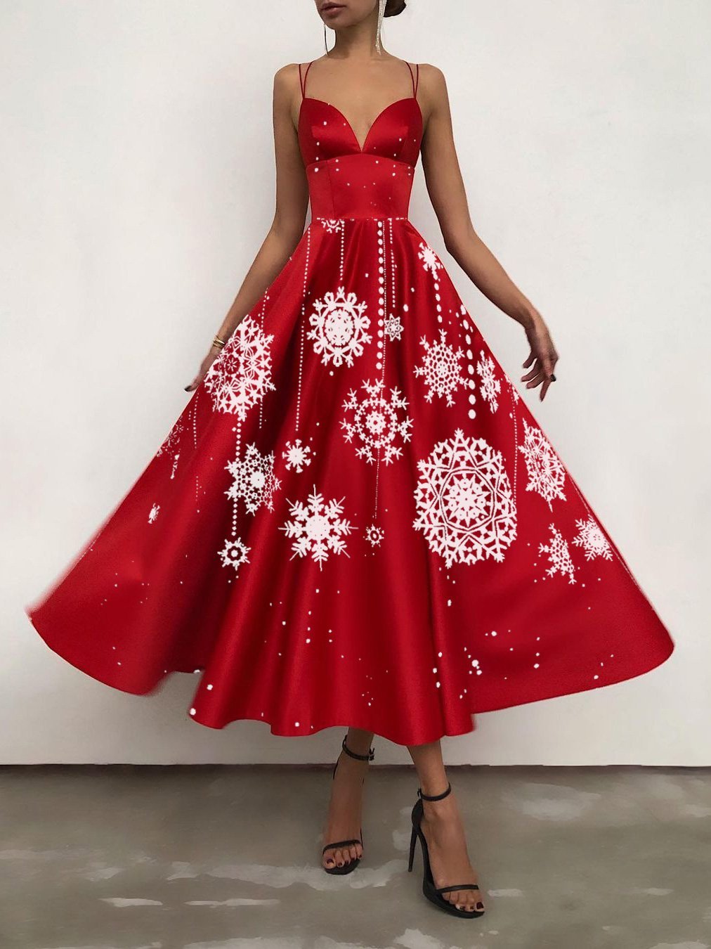 Women's Dresses Christmas Print Halter Strap Maxi Dress - LuckyFash™