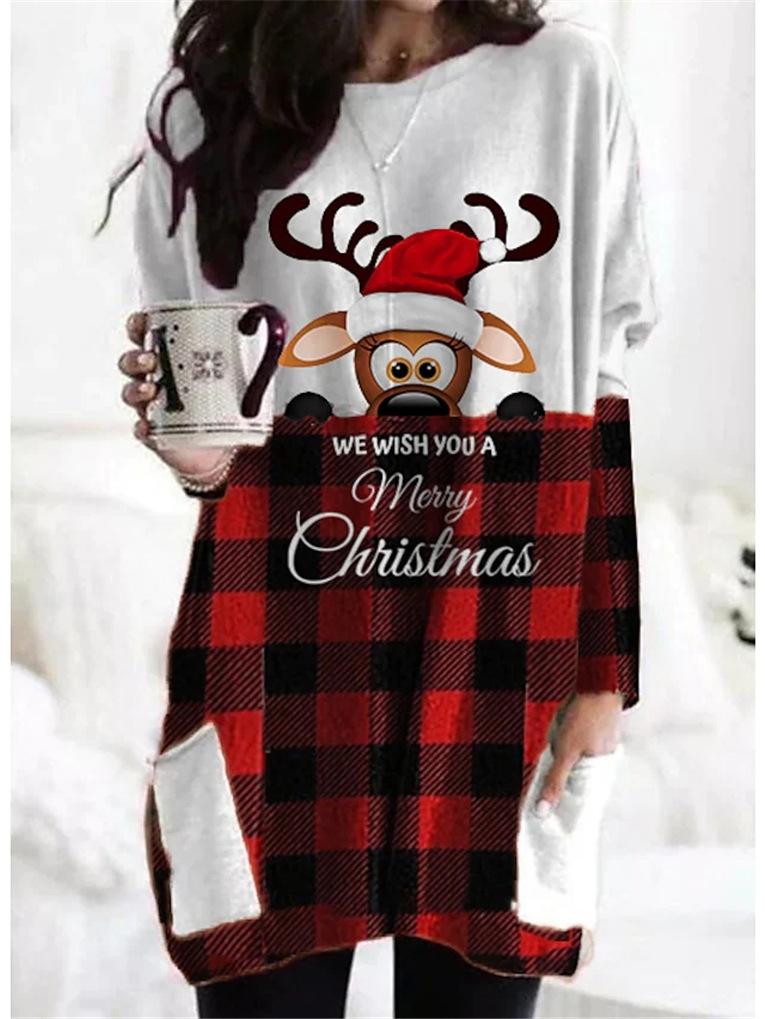 Women's Dresses Christmas Print Pocket Long Sleeve Casual Dress - LuckyFash™