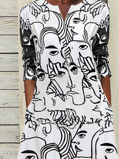 Women's Dresses Commuter Abstract Print Long Sleeve Dress - LuckyFash™