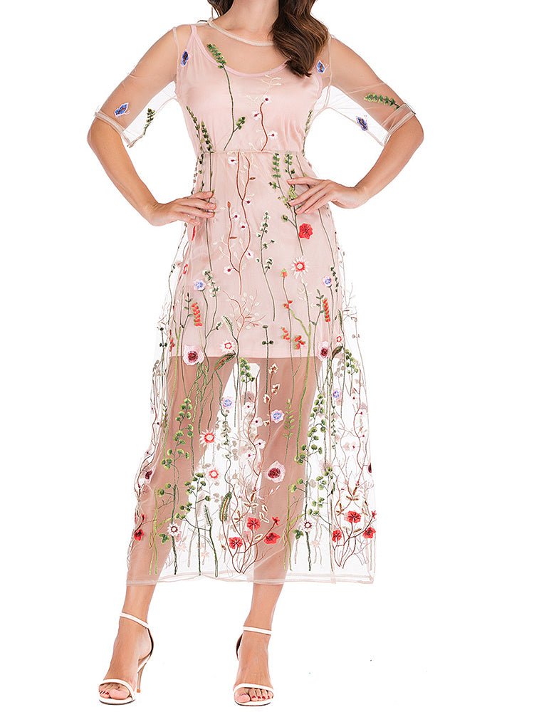 Dresses Embroidered Lace Two Piece Midi Dress - LuckyFash™