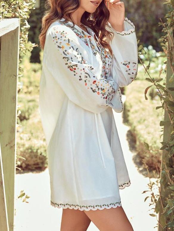 Women's Dresses Floral Print Long Sleeve V-Neck Casual Dress - LuckyFash™