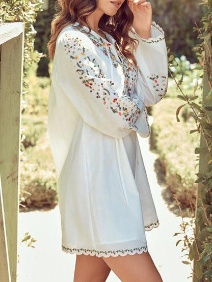 Women's Dresses Floral Print Long Sleeve V-Neck Casual Dress - LuckyFash™