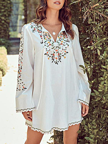 Women's Dresses Floral Print Long Sleeve V-Neck Casual Dress - LuckyFash™