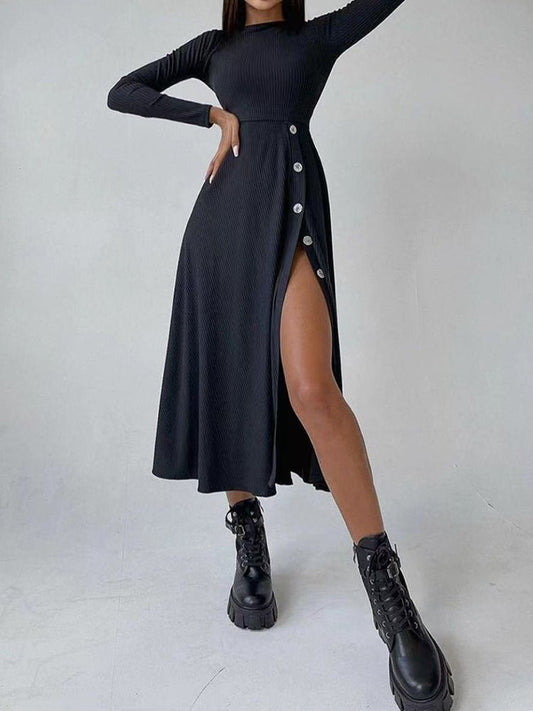 Dresses Irregular Sexy Slit High Waist Midi Dress - LuckyFash™