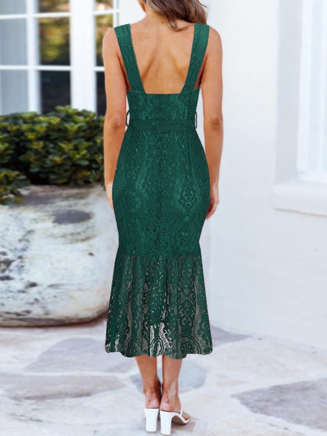 Women's Dresses Lace Deep V-Neck Sleeveless Sling Dress - LuckyFash™