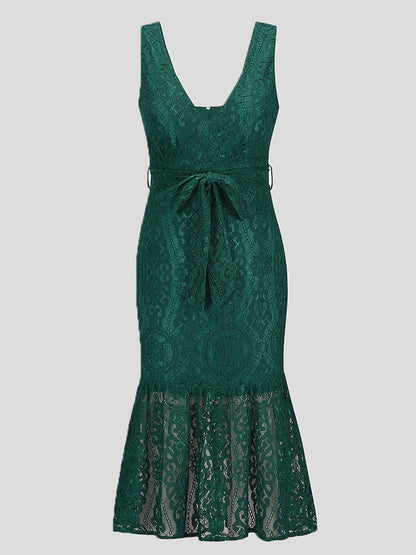 Women's Dresses Lace Deep V-Neck Sleeveless Sling Dress - LuckyFash™