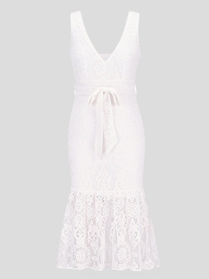 Women's Dresses Lace Deep V-Neck Sleeveless Sling Dress - LuckyFash™