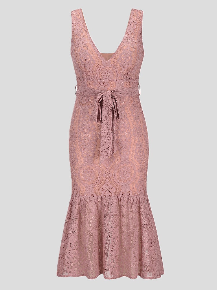 Women's Dresses Lace Deep V-Neck Sleeveless Sling Dress - LuckyFash™
