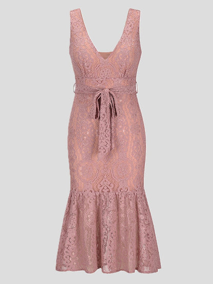 Women's Dresses Lace Deep V-Neck Sleeveless Sling Dress - LuckyFash™