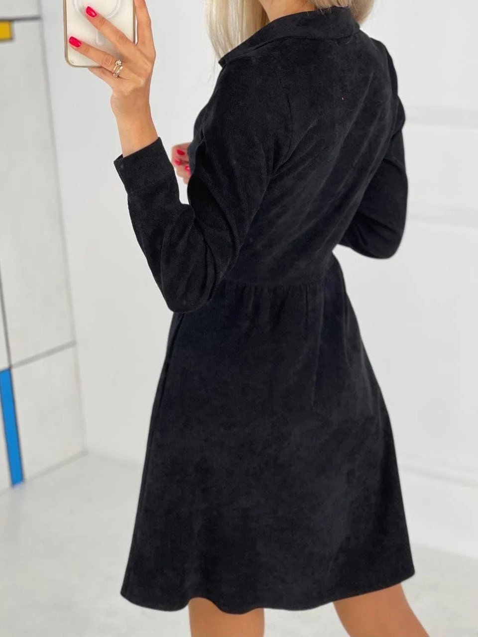 Women's Dresses Long Sleeve Single-Breasted Corduroy Shirt Dress - LuckyFash™