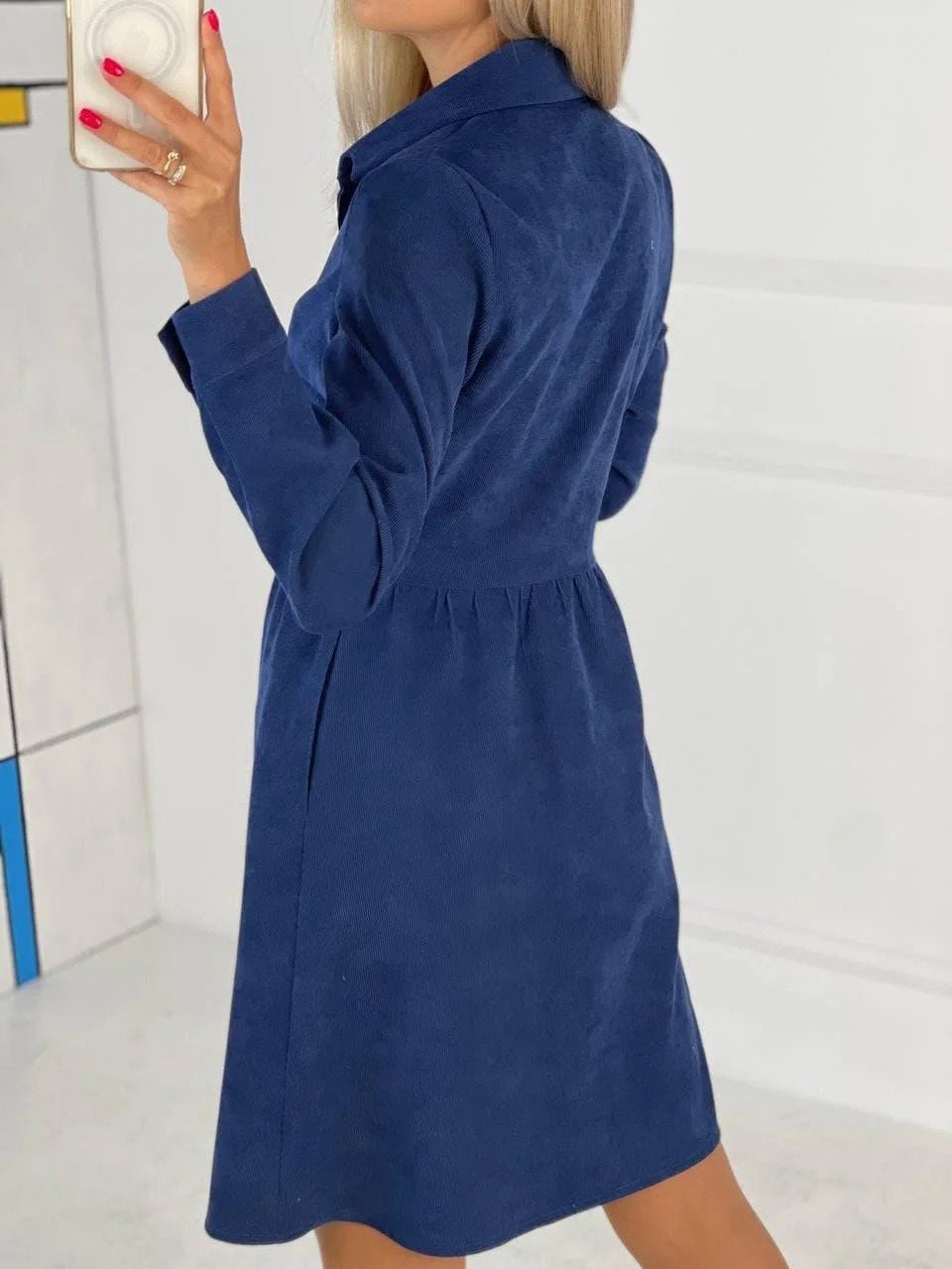 Women's Dresses Long Sleeve Single-Breasted Corduroy Shirt Dress - LuckyFash™