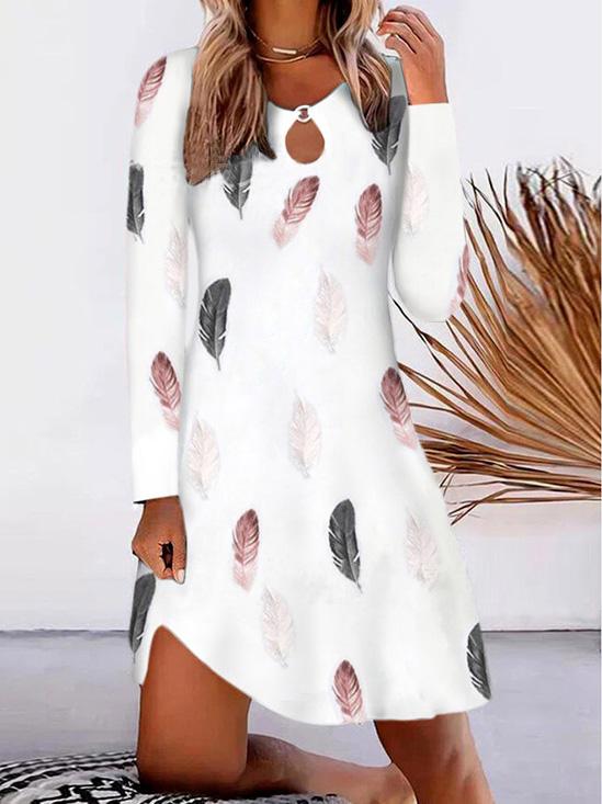 Dresses Loose Printed Long Sleeve Split Dress - LuckyFash™