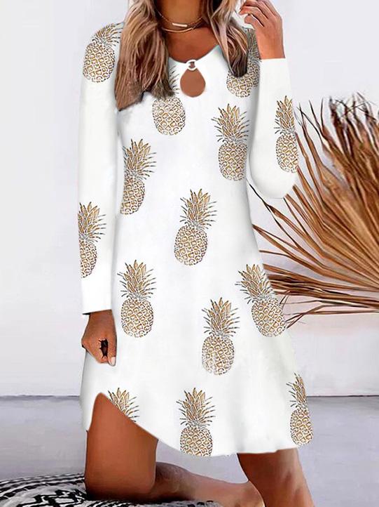 Dresses Loose Printed Long Sleeve Split Dress - LuckyFash™