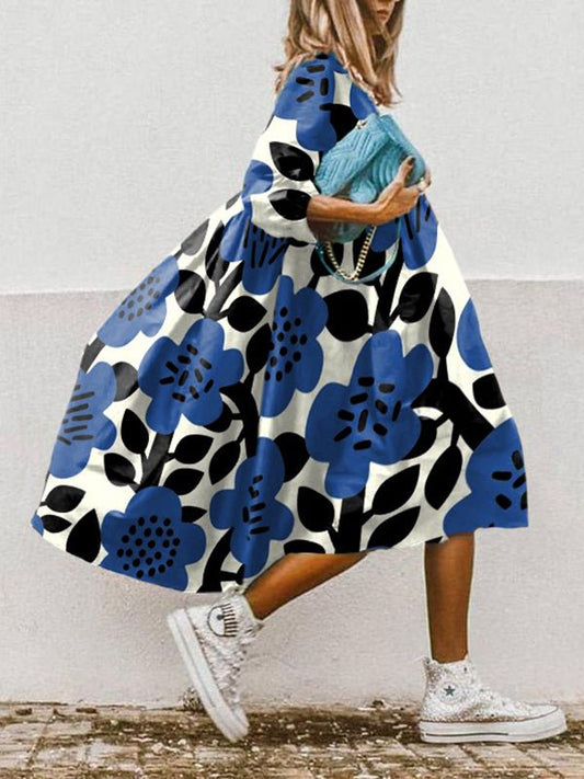 Dresses Loose Sweet Print Mid Sleeve Dress - LuckyFash™