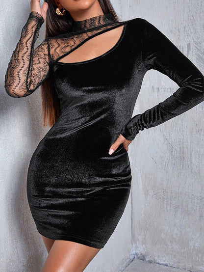 Dresses Mesh Sleeve Panel Slim Fit Dress - LuckyFash™