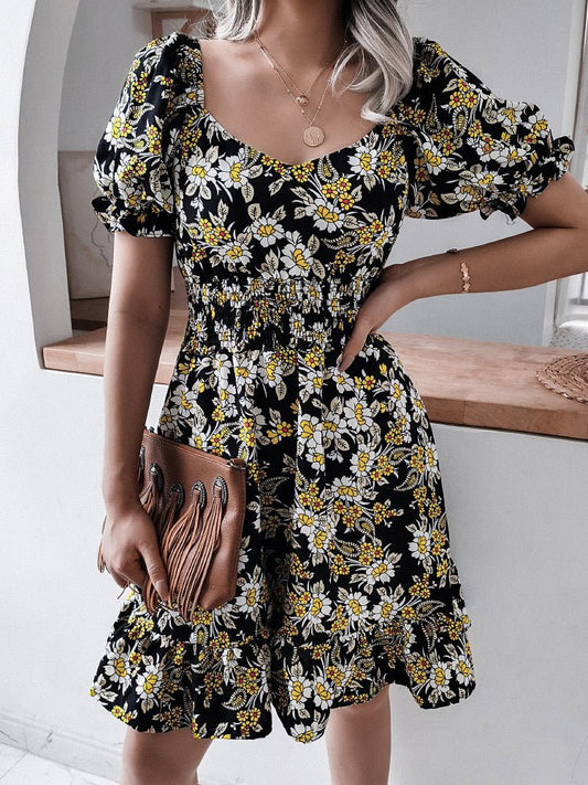 Dresses New Sweet Casual Ruffle Short-Sleeved Mini Dress - LuckyFash™