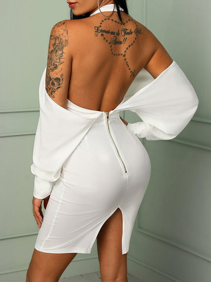 Women's Dresses Nightclub Fashion Leaky Back Halter Tight Dress - LuckyFash™