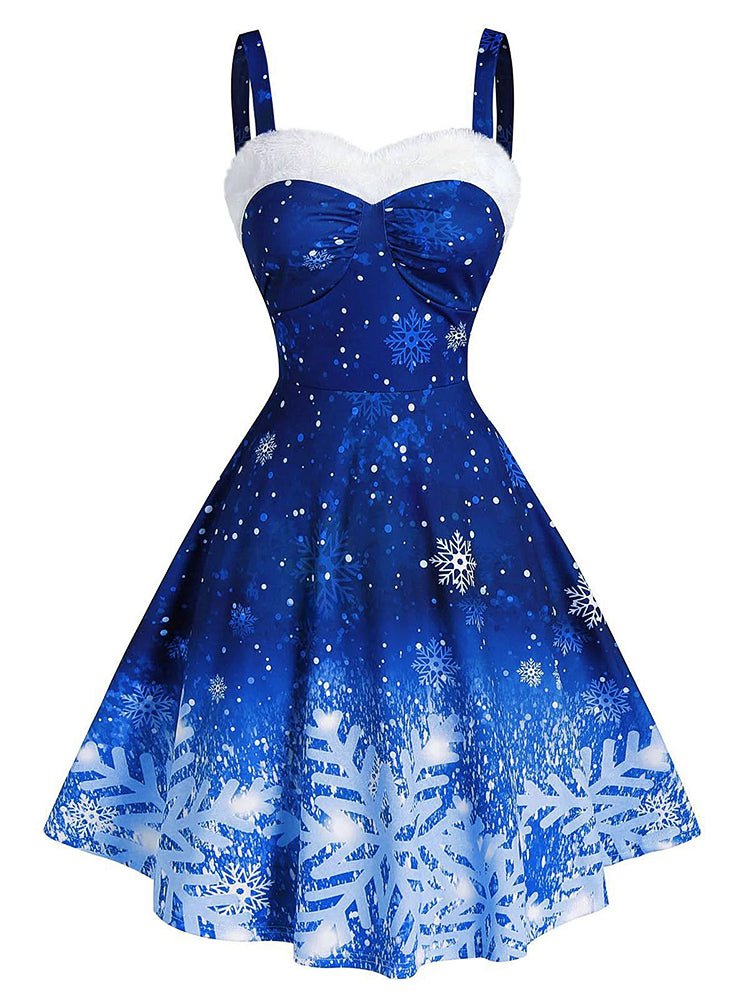 Dresses Ombre Snowflake Print Vintage Dress - LuckyFash™