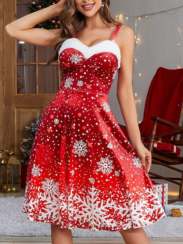 Dresses Ombre Snowflake Print Vintage Dress - LuckyFash™