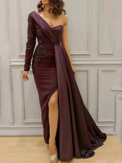 Dresses One-Shoulder Irregular Slit Party Dress - LuckyFash™