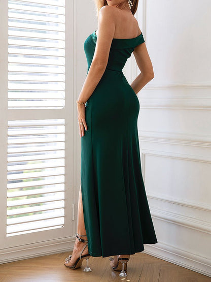 Dresses One Shoulder Sexy Slit Midi Dress - LuckyFash™