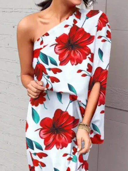 Dresses One Shoulder Slit Print Dress - LuckyFash™