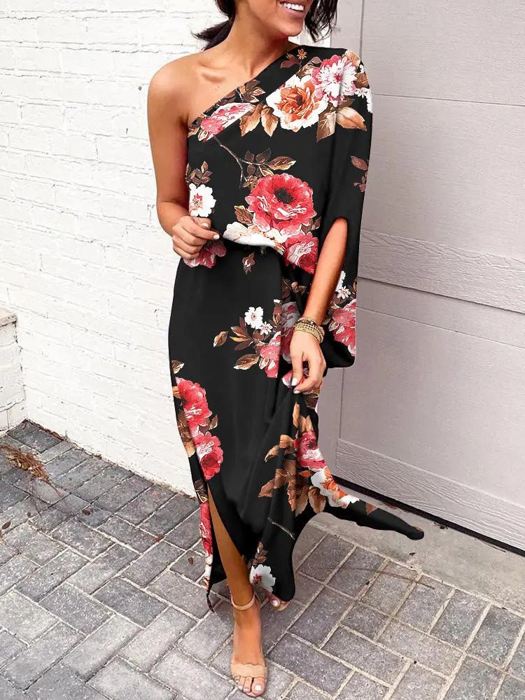 Dresses One Shoulder Slit Print Dress - LuckyFash™