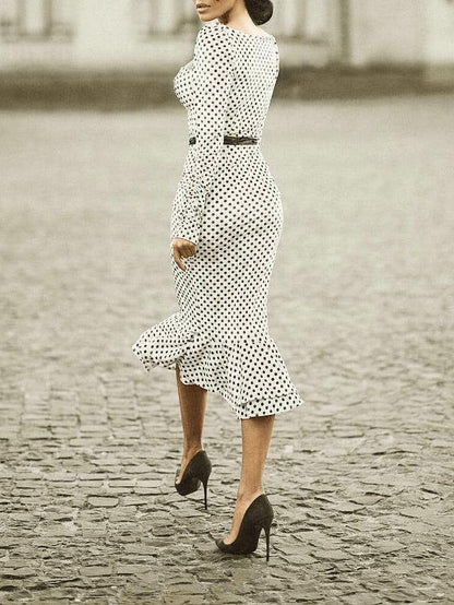 Women's Dresses Polka Dot Long Sleeve Mermaid Tight Dress - LuckyFash™