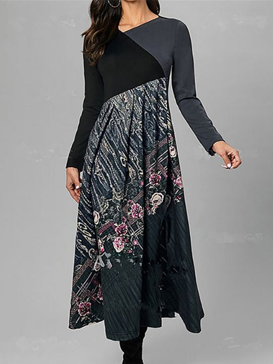Dresses Printing Temperament Slim Long Sleeve Midi Dress - LuckyFash™