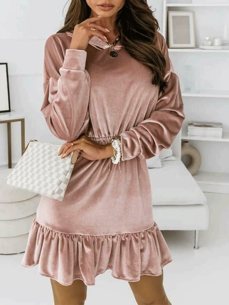 Dresses Pure Velvet Hooded Long Sleeve Dress - LuckyFash™