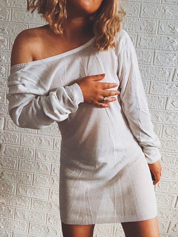 Women's Dresses Round Neck Bare Back Long Sleeve Dress - LuckyFash™