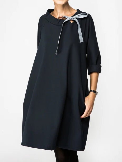 Dresses Round Neck Tie Long Sleeve Dress - LuckyFash™