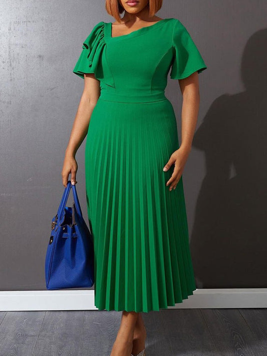 Dresses Ruffled Pleated Short Sleeve Dress - LuckyFash™