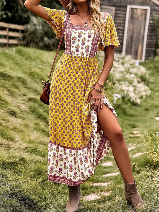 Dresses  Short Sleeved Bohemian Casual Midi Dress - LuckyFash™