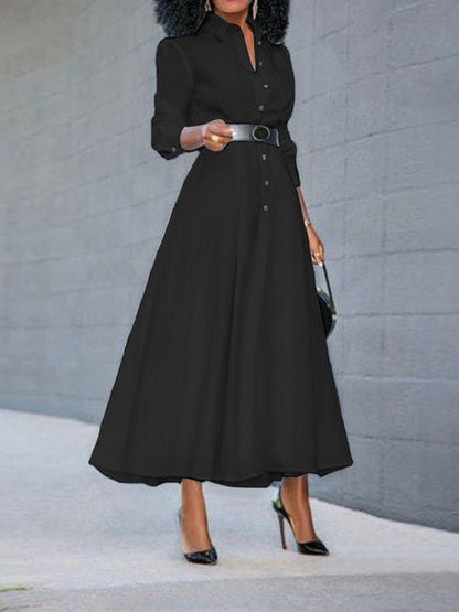 Dresses Single Breasted Lapel Long Sleeve Slit Dress - LuckyFash™