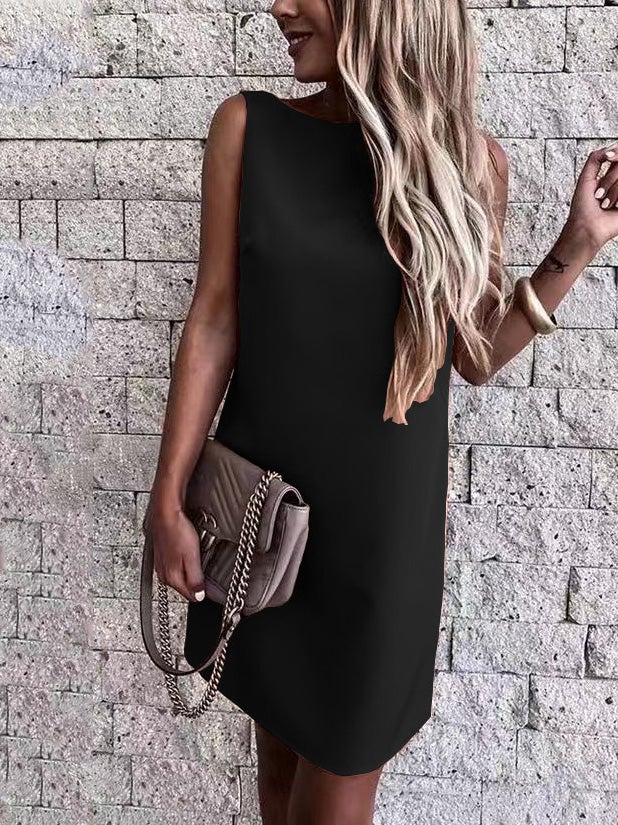 Women's Dresses Solid Crew Neck Bare Back Sleeveless Dress - LuckyFash™