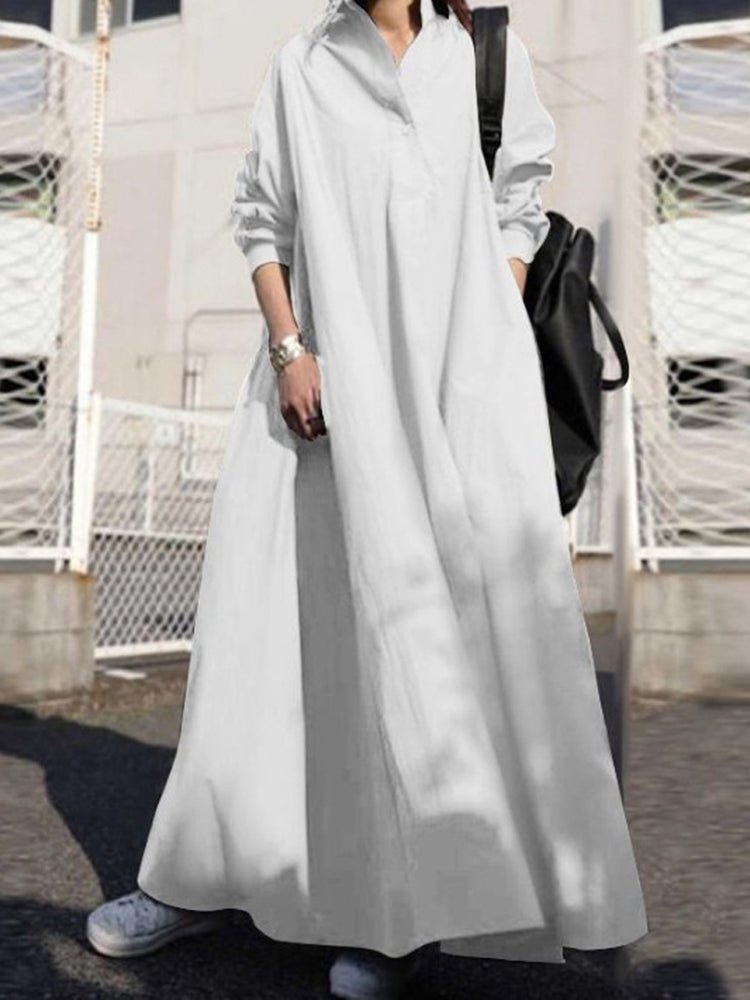 Dresses Solid Retro Ethnic Style Loose Maxi Dress - LuckyFash™