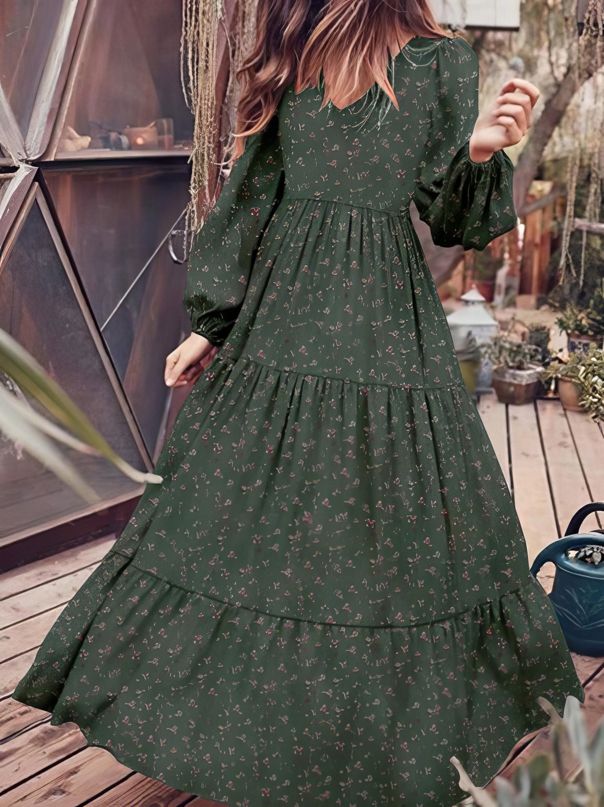 Dresses Temperament Chiffon V-Neck Long Sleeve Dress - LuckyFash™
