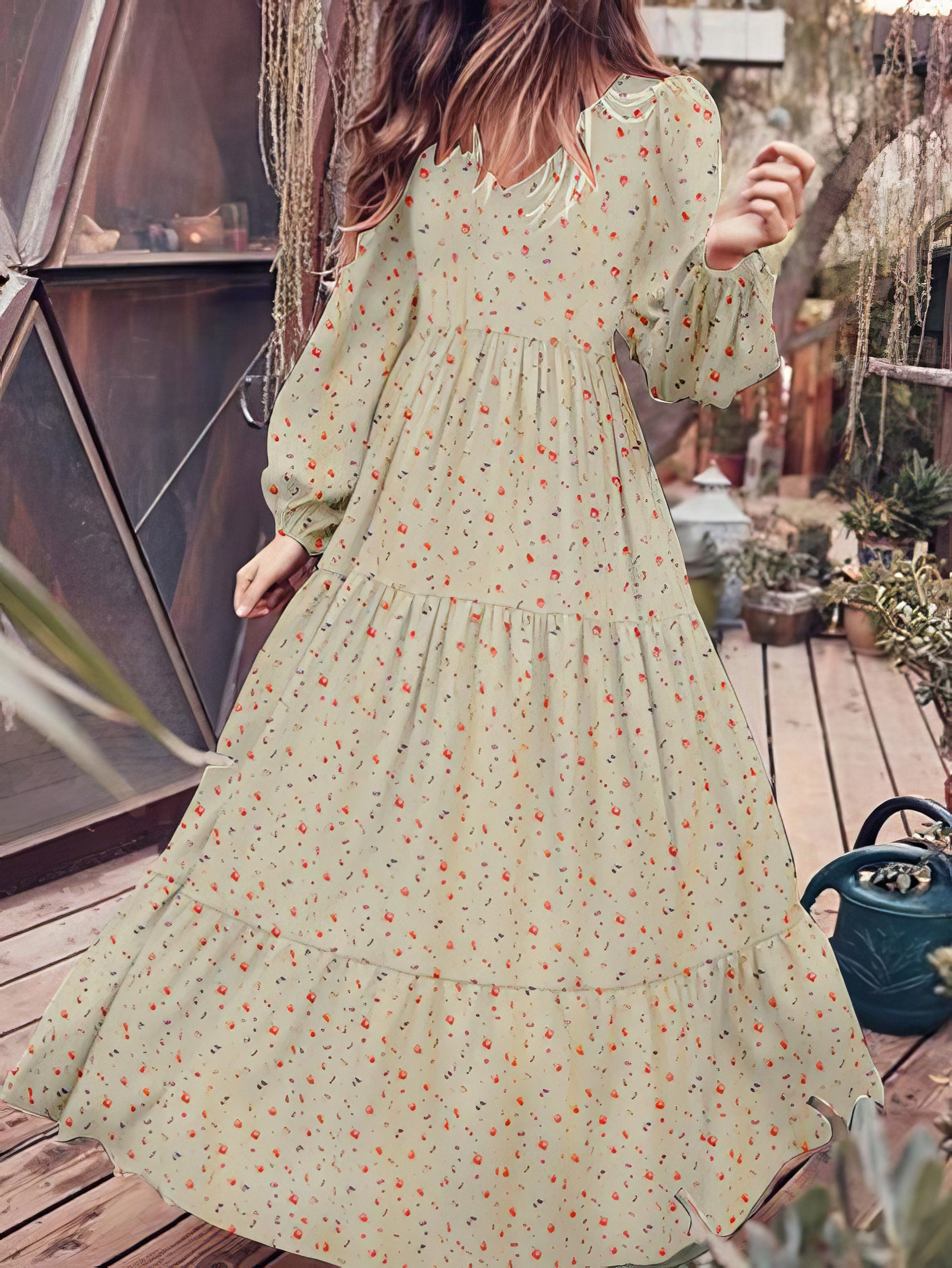 Dresses Temperament Chiffon V-Neck Long Sleeve Dress - LuckyFash™