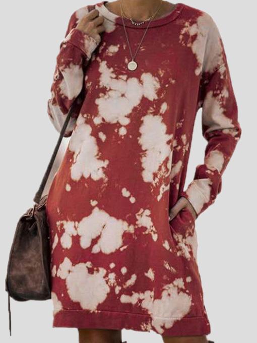 Women's Dresses Tie-Dye Print Gradient Long Sleeve Round Neck Dress - LuckyFash™