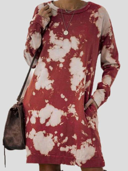Women's Dresses Tie-Dye Print Gradient Long Sleeve Round Neck Dress - LuckyFash™