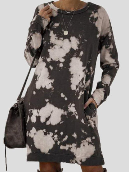Women's Dresses Tie-Dye Print Gradient Long Sleeve Round Neck Dress - LuckyFash™